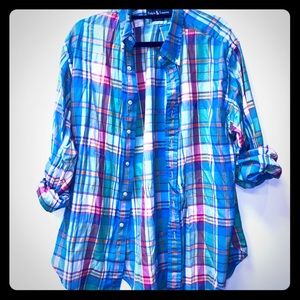 Polo Men’s Button Down Multi-Colored Plaid XL
